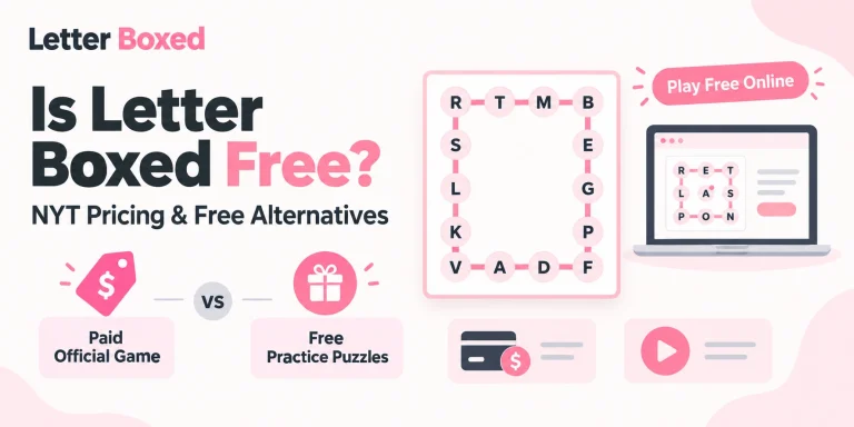 Is Letter Boxed free infographic comparing the official NYT subscription with free online word puzzle alternatives.